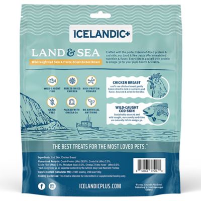 Image showing  Land & Sea Wild Caught Cod Skin & Freeze Dried Chicken Breast 6.75 oz. Bag