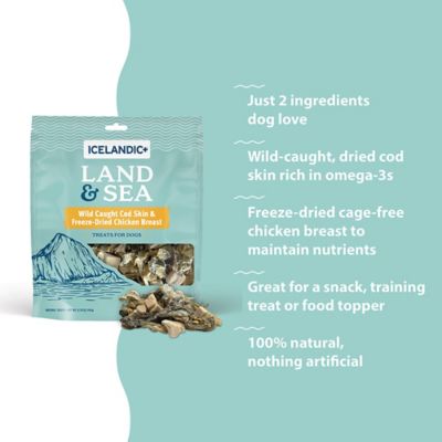 Image showing  Land & Sea Wild Caught Cod Skin & Freeze Dried Chicken Breast 6.75 oz. Bag