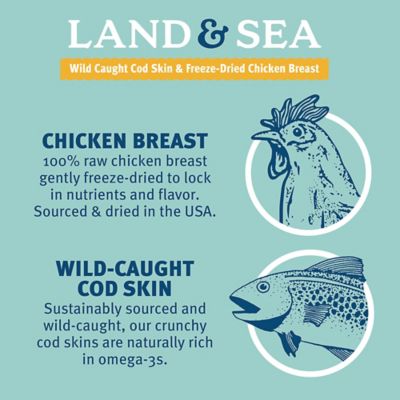 Image showing  Land & Sea Wild Caught Cod Skin & Freeze Dried Chicken Breast 6.75 oz. Bag