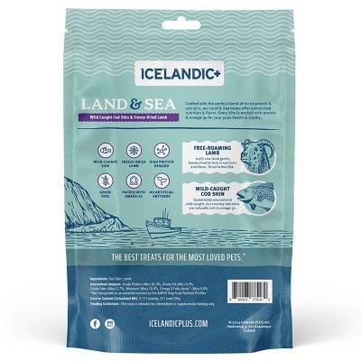 Image showing  Land & Sea Wild Caught Cod Skin & Freeze Dried Lamb 2.4 oz. Bag