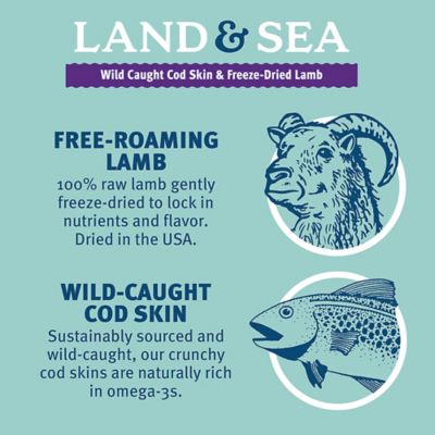 Image showing  Land & Sea Wild Caught Cod Skin & Freeze Dried Lamb 2.4 oz. Bag