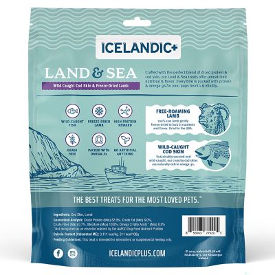 Image showing  Land & Sea Wild Caught Cod Skin & Freeze Dried Lamb 6.75 oz. Bag