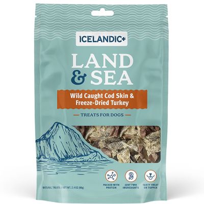 Icelandic+ Land & Sea Wild Caught Cod Skin & Freeze Dried Turkey 2.4 oz. Bag