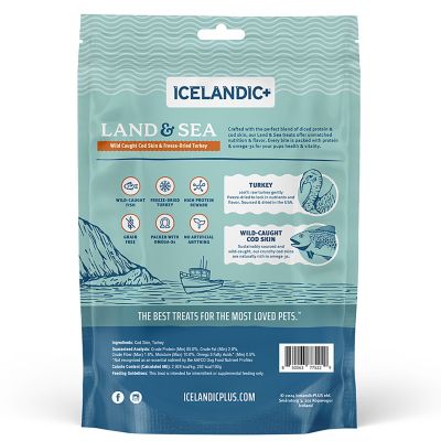 Image showing  Land & Sea Wild Caught Cod Skin & Freeze Dried Turkey 2.4 oz. Bag