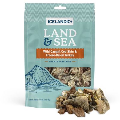 Image showing  Land & Sea Wild Caught Cod Skin & Freeze Dried Turkey 2.4 oz. Bag