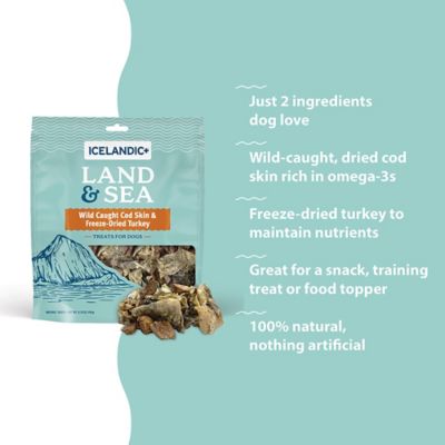 Image showing  Land & Sea Wild Caught Cod Skin & Freeze Dried Turkey 6.75 oz. Bag