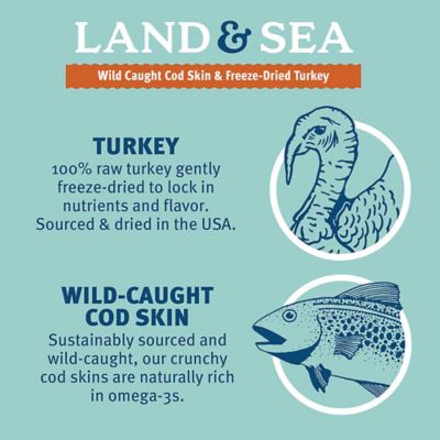 Image showing  Land & Sea Wild Caught Cod Skin & Freeze Dried Turkey 6.75 oz. Bag
