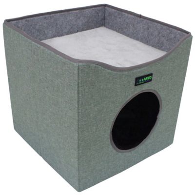 Jespet Foldable Cat Condo, Sage Green, Cube House