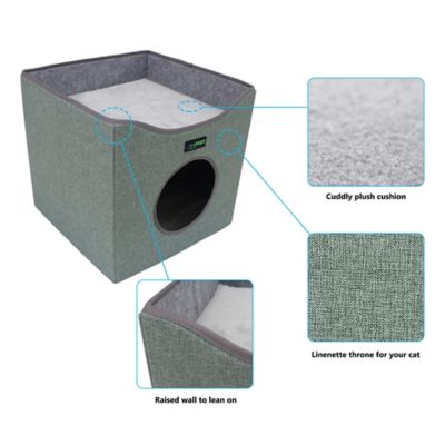 Image showing  Foldable Cat Condo, Sage Green, Cube House