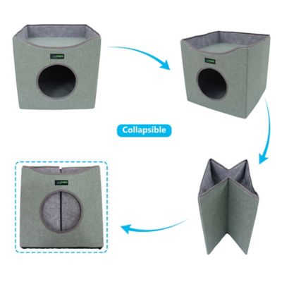 Image showing  Foldable Cat Condo, Sage Green, Cube House