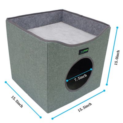 Image showing 5 th Jespet Foldable Cat Condo, Sage Green, Cube House