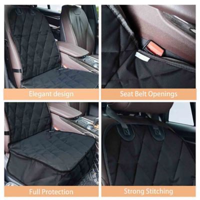 Image showing 5 th Jespet Quilted Pet Front Car Seat Cover, Black, Dog Travel Protection