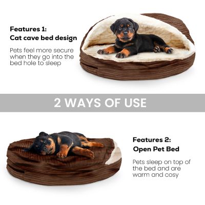 Image showing  Cozy Pet Cave Bed, Hooded Dog Bed Dome for Dogs Pouched Beds, Navy