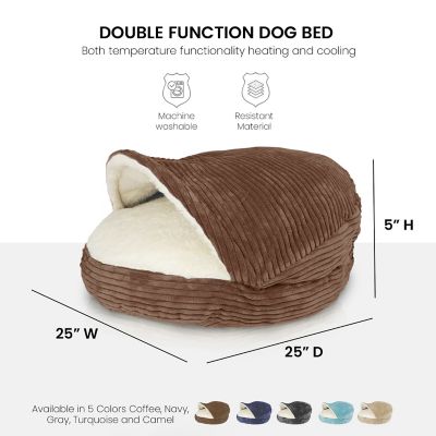 Image showing 6 th DETAILS Cozy Pet Cave Bed, Hooded Dog Bed Dome for Dogs Pouched Beds, Navy