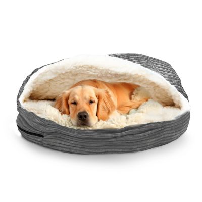DETAILS Cozy Pet Cave Bed, Hooded Dog Bed Dome for Dogs Pouched Beds, Navy