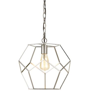 AF Lighting Bellini Polygons 1 Light Pendant for Hardwire or Plug In Swag Installation, Brushed Nickel