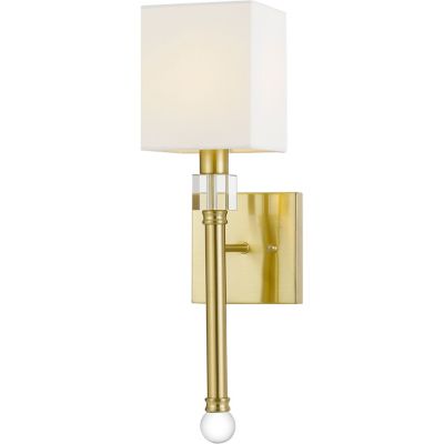 AF Lighting Sheridan 1 Light Wall Sconce with Crystal Accents and Square Ivory Lampshade