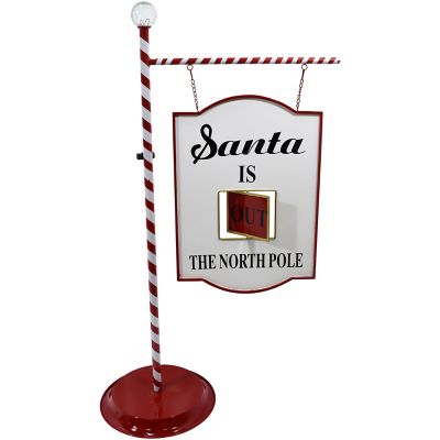 Fraser Hill Farm4.5 ft. Lamp Post with Santa Claus North Pole Sign and Solar Finial