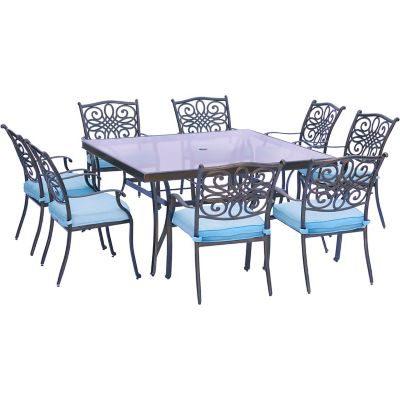 Cambridge Seasons 9 pc. Dining Set with 60 In. Square Glass Top Dining Table