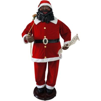 Christmas Time58 in. African American Dancing Santa Claus with Naughty & Nice List, Animated Indoor Christmas Holiday Home Decor