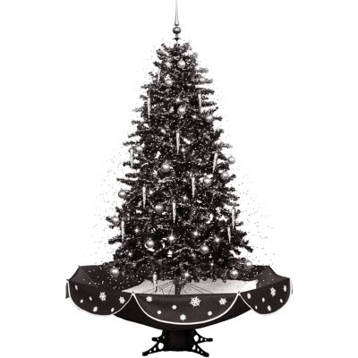 Christmas Time 75 in. Musical Snowy Indoor Holiday Decor, Black Christmas Tree