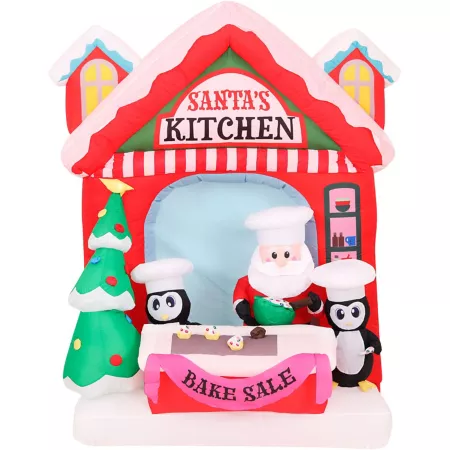 Fraser Hill Farm 7ft Tall Pre-Lit Inflatable Santa's Kitchen Christmas Inflatables