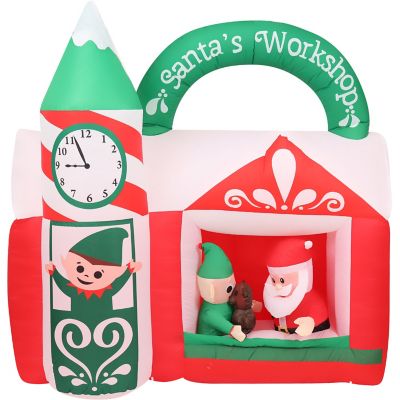 Fraser Hill Farm 6 ft. Wide Pre Lit Inflatable Santa's Workshop