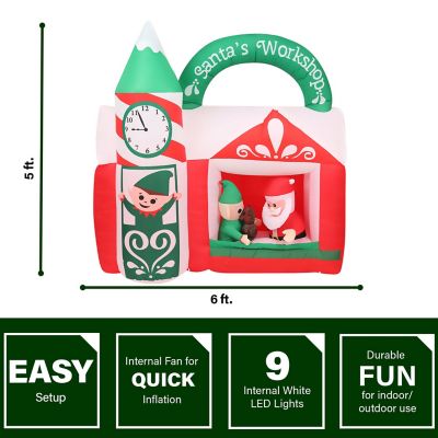 Image showing  6 ft. Wide Pre Lit Inflatable Santa's Workshop