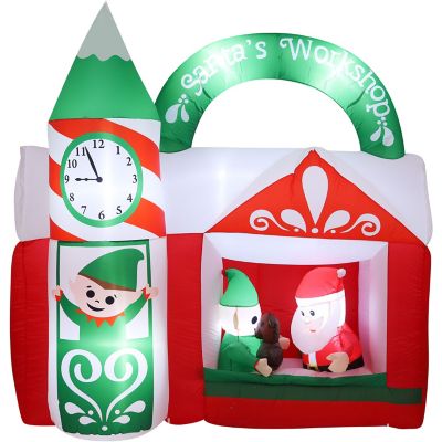 Image showing  6 ft. Wide Pre Lit Inflatable Santa's Workshop