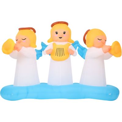 Christmas Time8 ft. Wide Pre Lit Inflatable Angel Trio Outdoor Christmas Decoration