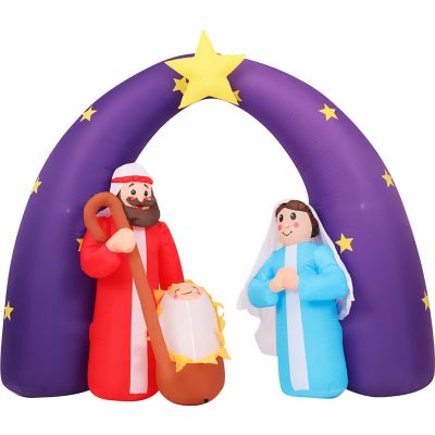 Christmas Time7 ft. Wide Pre Lit Inflatable Nativity Scene Outdoor Christmas Decoration