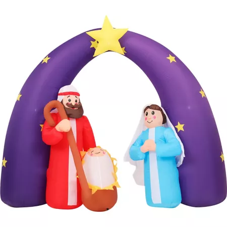 Christmas Time7 Feet Wide Pre-Lit Inflatable Nativity Scene Outdoor Christmas Decoration Christmas Inflatables