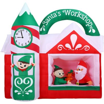 Christmas Time6 ft. Wide Pre Lit Inflatable Santa's Workshop Outdoor Christmas Decoration