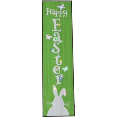 Fraser Hill Farm 45 in. Happy Easter Porch Leaner Sign With Battery Operated Led Lights, FFWDBNNYPS045-1GR1