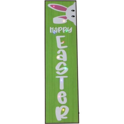 Fraser Hill Farm 45 in. Happy Easter Porch Leaner Sign With Battery Operated Led Lights, FFWDBNNYPS045-1GR2