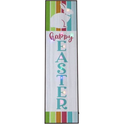 Fraser Hill Farm 45 in. Happy Easter Porch Leaner Sign With Battery Operated Led Lights, FFWDBNNYPS045-1WH