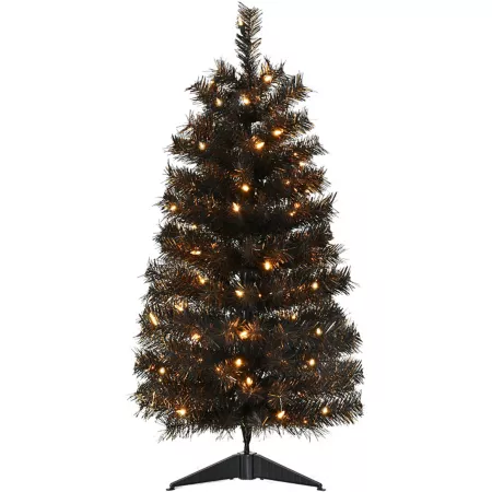 Haunted Hill Farm3-Ft Spooky Black Fairy Tree with Warm White LED Lights Plug-In Indoor Standing Halloween Decor