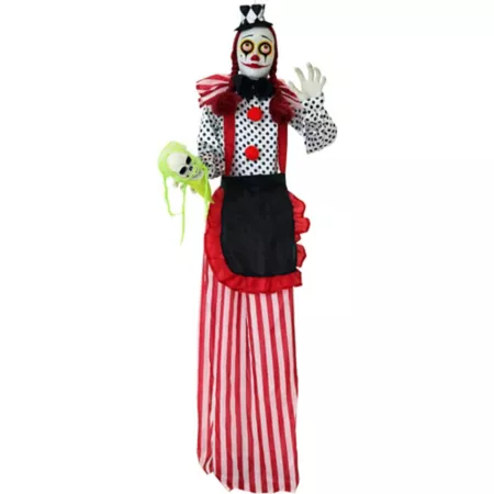 Haunted Hill Farm Life Size Clown Girl with Lights Indoor and Outdoor Covered Halloween Decor Halloween Statues