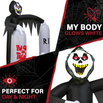 Image showing  8 ft. Prelit Inflatable Grim Reaper with Tombstone Arch