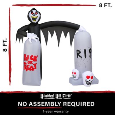 Image showing  8 ft. Prelit Inflatable Grim Reaper with Tombstone Arch