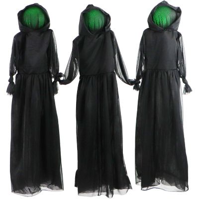 Haunted Hill FarmTrio of Darkness with Glowing Heads and Removable Yard Stakes for Hanging Halloween Decoration