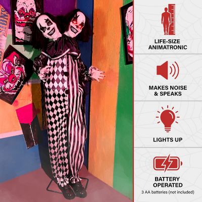 Image showing  Lifesize Animatronic Two Headed Clown with Lights and Sound