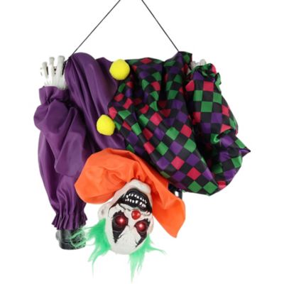 Haunted Hill Farm Animatronic Upside Down Clown on Swing with Lights and Sound