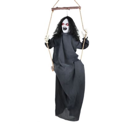 Haunted Hill Farm Animatronic Demon Woman on Swing with Lights and Sound