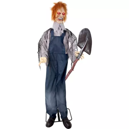 Haunted Hill Farm Life-Size Animatronic Evil Grave Digger with Shovel Halloween Decoration Halloween Animatronics