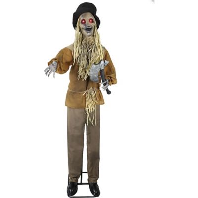 Haunted Hill Farm Lifesize Animatronic Haunted Scarecrow Halloween Decoration