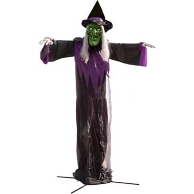 Haunted Hill Farm 15 ft. Animatronic Witch with Lights and Sound, Outdoor Halloween Decoration