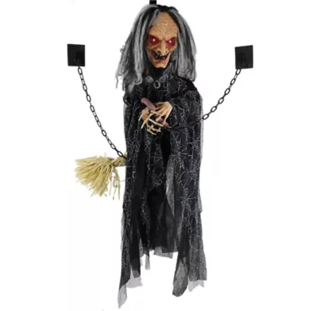 Haunted Hill Farm Animatronic Witch Door Greeter with Lights and Sounds Indoor and Outdoor Covered Halloween Decor Halloween Animatronics