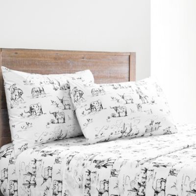 Image showing  Ranch Life 100% Cotton Horse Longhorn Western Print Bedding 3 pc. or 4 pc. Sheet Set