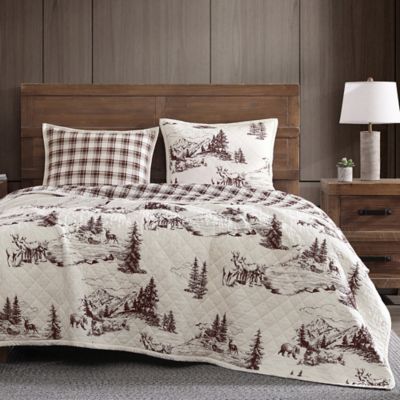 Image showing  White Pine Reversible Quilt Set, White, 3 pc.